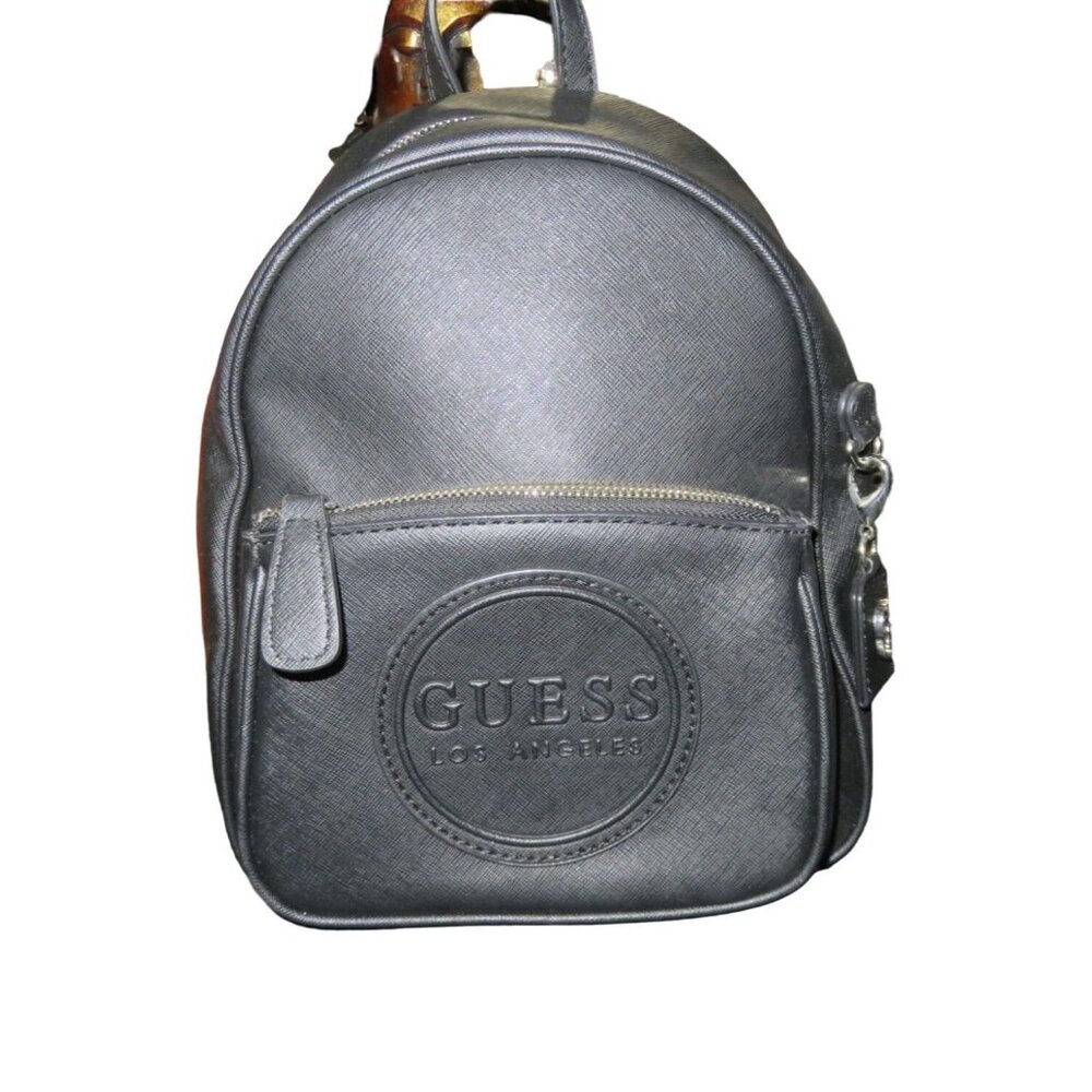 Guess Matte Black Vegan Grain Leather Mini Backpack Daypack NWOT never used